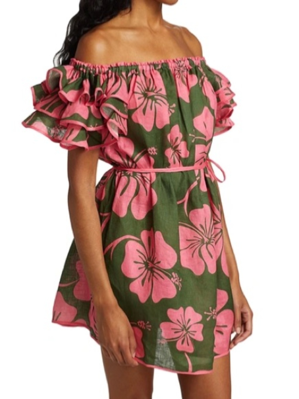 Zimmermann LuLu Off-Shoulder Pink Floral Dress